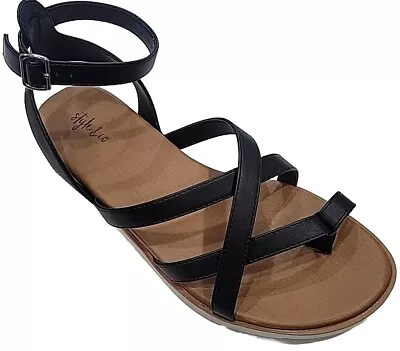 STYLE & COMPANY Womens Black Gladiator Darlaa Round Toe Wedge Sandals 8.5 M New • $23.99