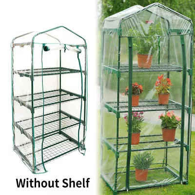 4 Shelf Tier Mini Greenhouse Outdoor Garden Plants Grow Green House PVC Covers • £13.09