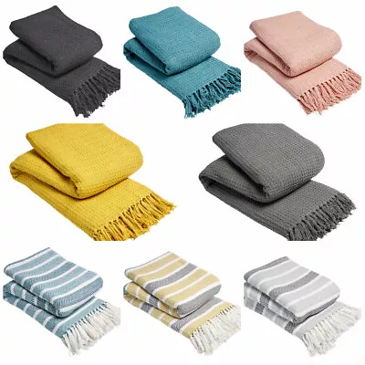 £19.95 • Buy Large Size 100% Cotton Woven Sofa Bed Settee Throw Cover Chair Bedspread Blanket