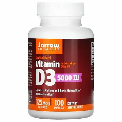 Jarrow Formulas Vitamin D3 125 Mcg 5000 IU 100 SOFTGELS • £11.71