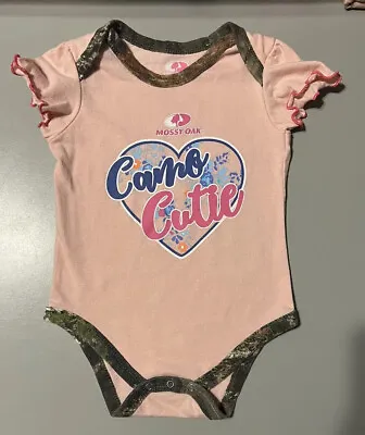 Baby Girl 6-9 Mo. Mossy Oak Camo Cutie One Piece Pink Top With Camo Trim • $1.49