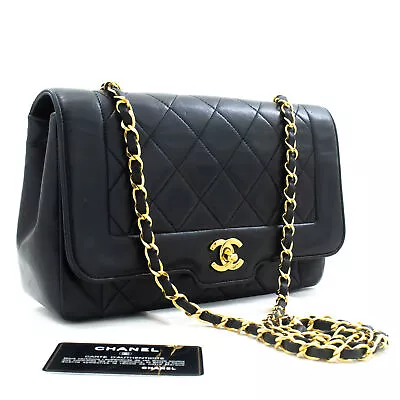 CHANEL Vintage Medium Chain Shoulder Bag Black Lambskin Quilted M38 • $4835