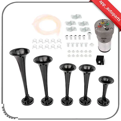 Dixie Musical Air Horn 5 Trumpet  For Car Truck Train Lorry Horn Black Plastic • $36.34