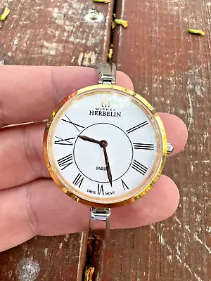 USED 31mm Michel Herbelin Lady Quartz Steel & Gold Ref 17411 SCANDINAVE Watch • $250