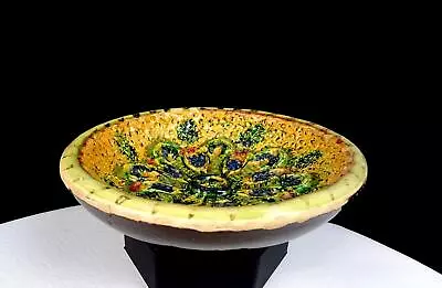 Vintage F Mossoll Signed Studio Art Pottery Embossed Flower 6  Dish • $62.47