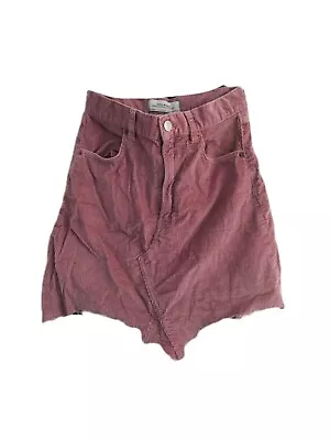 Zara Corduroy Skirt Dark Pink Cut Off Short Raw Hem Distressed Cotton Size XS • £4