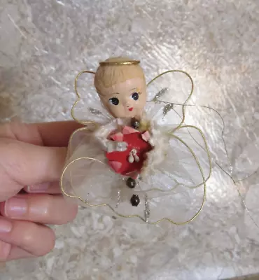 VTG Montgomery Ward Paper Mache Chenille Angel  Christmas Ornament 50s Japan 3  • $24.99