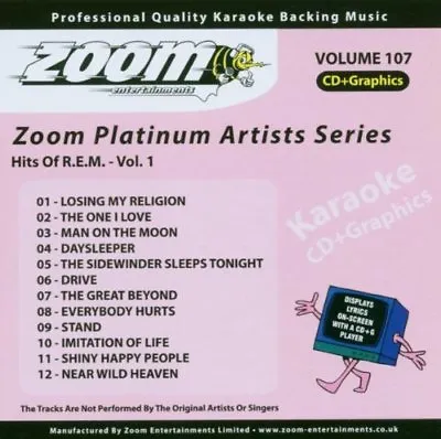 Zoom Karaoke Platinum Artists Vol. 107 CD+G - Hits Of REM R.E.M. Michael Stipe • £3.95