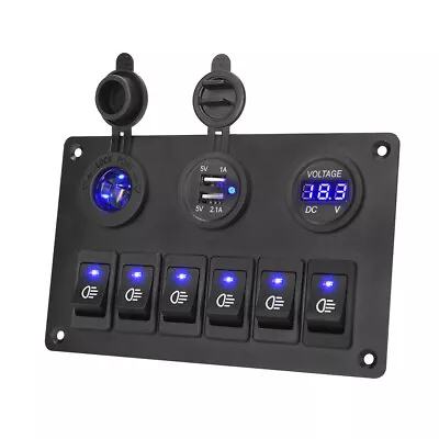 6 Gang 12V Switch Panel Control USB ON-OFF LED Rocker Toggle For Car Boat Marine • $28.45