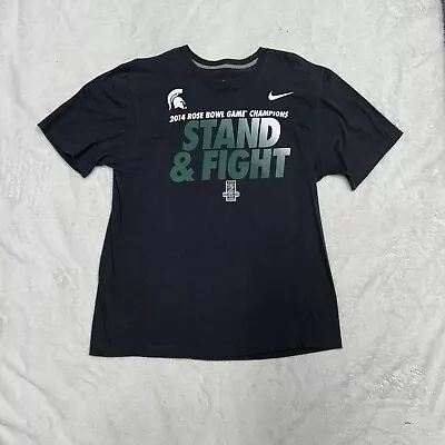 Nike 2014 Michigan State Spartans Rose Bowl Champs Stand & Fight T-Shirt Sz XL • $11.99