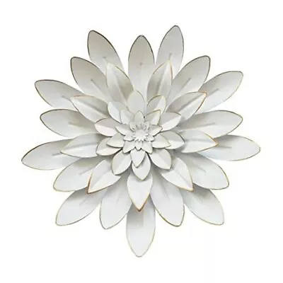 Metal Flower Wall Art Decor 10.5 Inch Rustic Modern Floral Sculpture White-04 • $34.53
