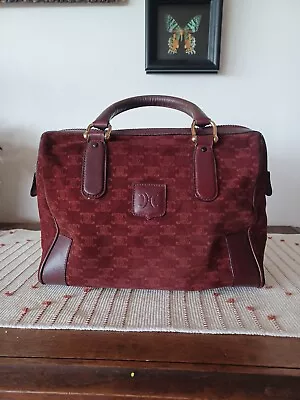 Vintage Céline Red Macadam Suede Boston Bag • $66