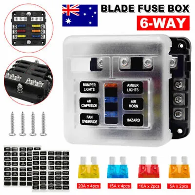 Blade Fuse Box Block 6 Way 12V-32V Holder LED Indicator Car Auto Boat Marine AU • $16.24