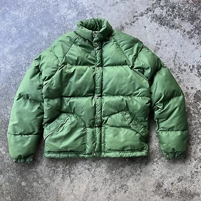 Vintage 80s Sierra Designs Zip Up Goose Down Puffer Jacket Mens Sz Medium Green • $79.95