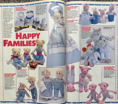 £10 • Buy 25 X Toy Sewing Patterns (Dolls & Animals) + Family Circle Mag (1989) + Knitting