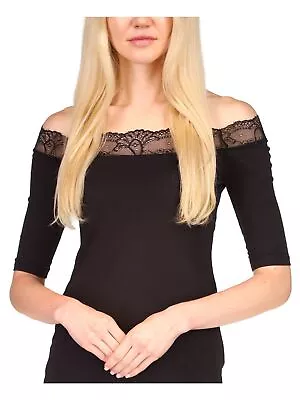 MICHAEL MICHAEL KORS Womens Black Lace Short Sleeve Off Shoulder Top S • $5.94