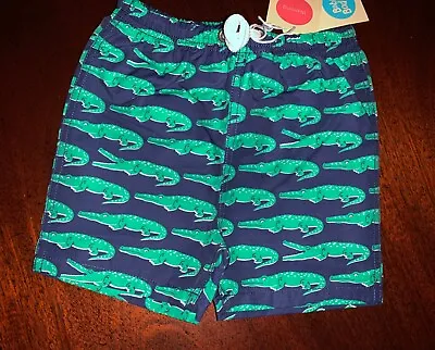 NWT 18-24M Mini Boden Navy Blue Swimming Trunks W/ Alligator Pattern SUPER CUTE • $19.99