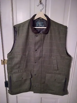 Oxford Blue Tweed Shooting Waistcoat Vest England 3XL / XXXL Quilt Lined Sports • $89.99