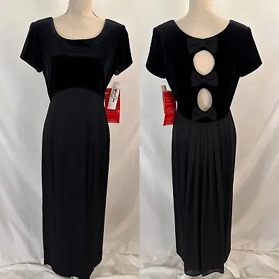 VINTAGE Jeffrey & Dara Evenings By Tom Barra Maxi Dress 10P Womens Velvet Bows • $64.99