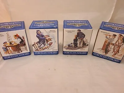 Set Of 4 1985 Norman Rockwell Porcelain Tankards Long John Silvers Vintage NIB • $14.99