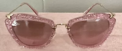 Miu Miu Women’s Sunglasses SMU 10N 146-7L1 Pink Glitter Cat Eye Frames (No Case) • $180