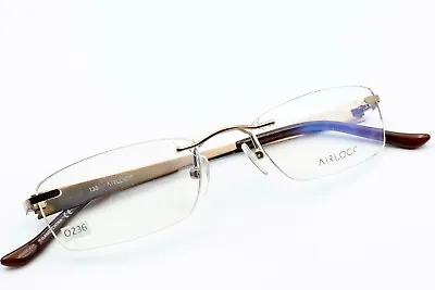 AIRLOCK SHATTERED 203 210 Brown Mosaic 50-18-135 Rimless Eyeglass Frames O236 • $23.99