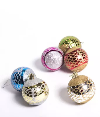 CHRISTMAS DECORATIONS -12  BAUBLE BALLS MULTICOLOURED - Includes Free Postage • $19.95