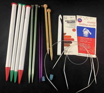$9.95 • Buy Mixed Lot Of Knitting Needles Crochet Hook Large Plastic Aluminum Circular Wood