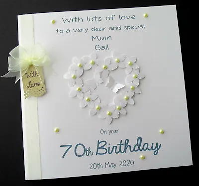 Large Personalised Flowerheart Daisy Birthday Card Mum Sister Daughter Nana ANY  • £6.79