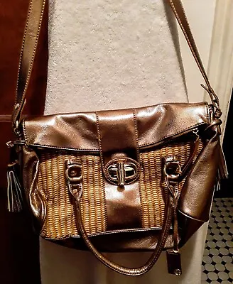 Marc Fisher Gold And Bronze Woven Shoulder Bag With Tassels • $9.99