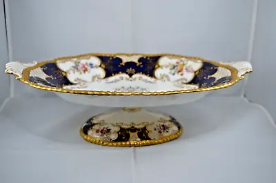 Coalport Blue Batwing Twin Handled Oval Pedestal Serving Dish /comport / Tazza • £100