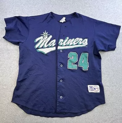 Vintage Seattle Mariners #24 Griffey Jersey Mens Large Blue MLB Baseball Adult • $38.88