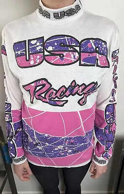 Vintage Motocross Sweater Jersey Team USA Racing 90s MX RAD Honda Yamaha 250 125 • $149.99