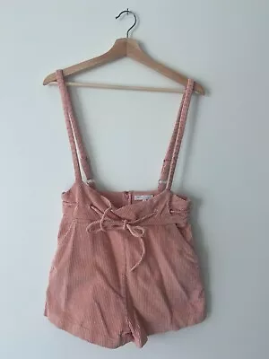 Emory Park High Rise Pink Corduroy Shorts W/Suspenders Small Boutique Spring • $10