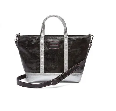 Victoria's Secret Small Crossbody Bag 2017 Tote Metallic Silver & Black NWT • $12.95