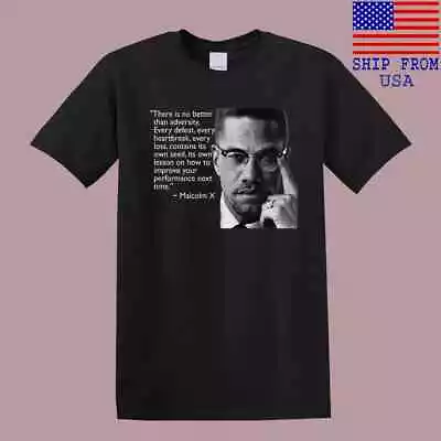 Malcolm X Quotes Logo Men's Black T-Shirt Size S-5XL • $6.99