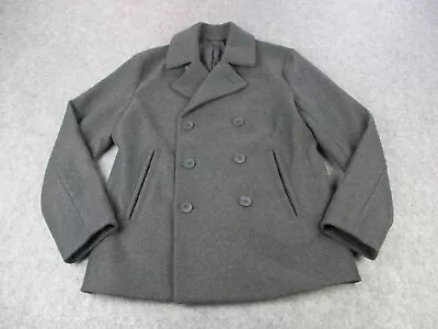 NEW Old Navy Peacoat Jacket Mens Medium Gray Charcoal Double Breasted Coat • $49.95