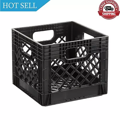 16QT Plastic Heavy-Duty Plastic Square Milk Crate Black • $11.69