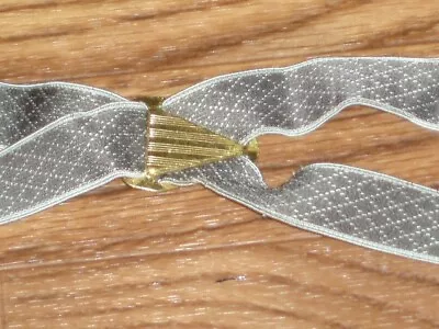 Men's Vintage 1950's 1  Wide Gray  Suspenders Gold Tone Clip Ons Adjusts To 46  • $19