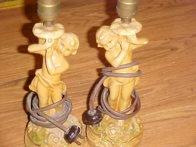 $14.50 • Buy Vintage Cherub Statue Table Lamps 13  Lot Of 2,