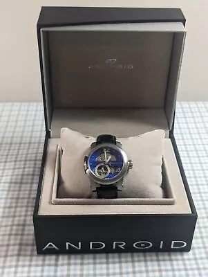 Striking Android USA Automatic Watch 21 Jewels Blue And Silver Leather Band • $84