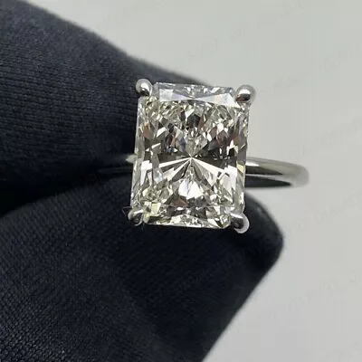 5.00 CTW Radiant Cut Certified Moissanite Hidden Halo Ring 14k White Gold Plated • $179.99