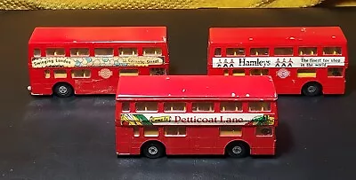 13) Toy Bus Bund X 3 Red Double Decker London Matchbox Super Kings Vintage • £8