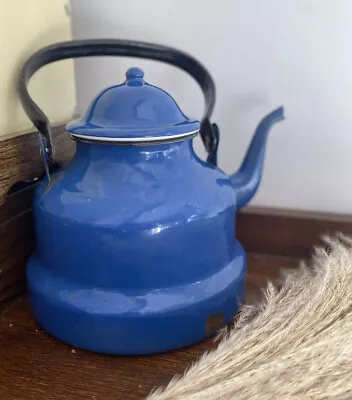 Vintage French Enamelware Cobalt Blue Kettle • $25.04