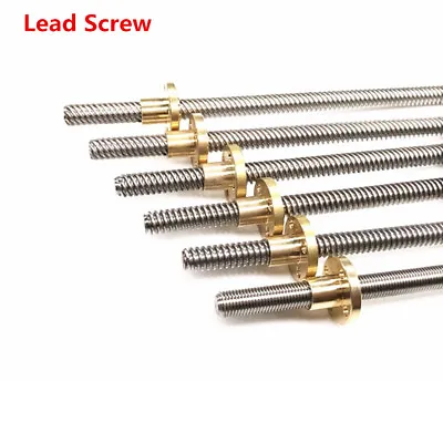 T8x8 Lead Screw Pitch 2 Lead 8 Stainless Rod Linear Rail Bar Shaft W Brass Nut • $14.52