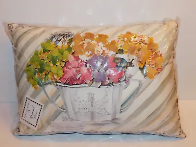MacKenzie-Childs Hotel Silver Lumbar Pillow Embellished Pastel Florals NIB • $92