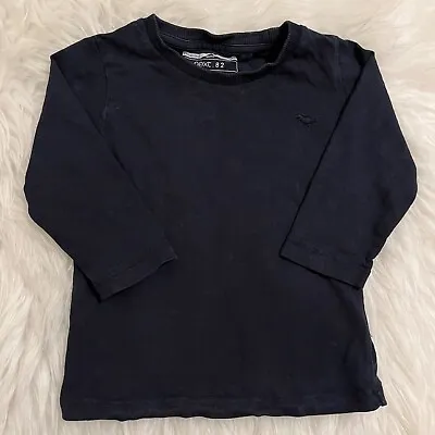 Next Navy Blue Top Size 12-18 Months Long Sleeve T-Shirt Basics Plain Base Layer • £2