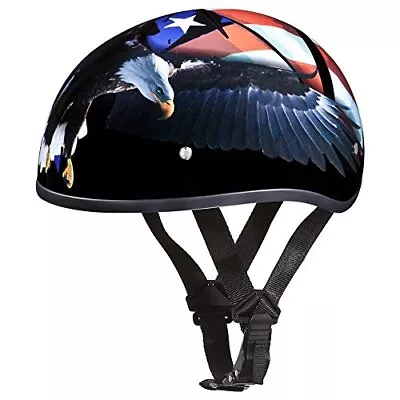 Daytona HELMETS Motorcycle Half Helmet Skull Cap- Freedom 100% DOT Approved • $21.22