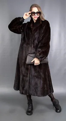 11939 Glamorous Real Saga Mink Coat Luxury Fur Jacket Very Long Beautiful Size M • $1