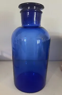 VTG 9 1/2” Cobalt Blue Apothecary Medicine Bottle With Ground Glass Stopper • $22.50